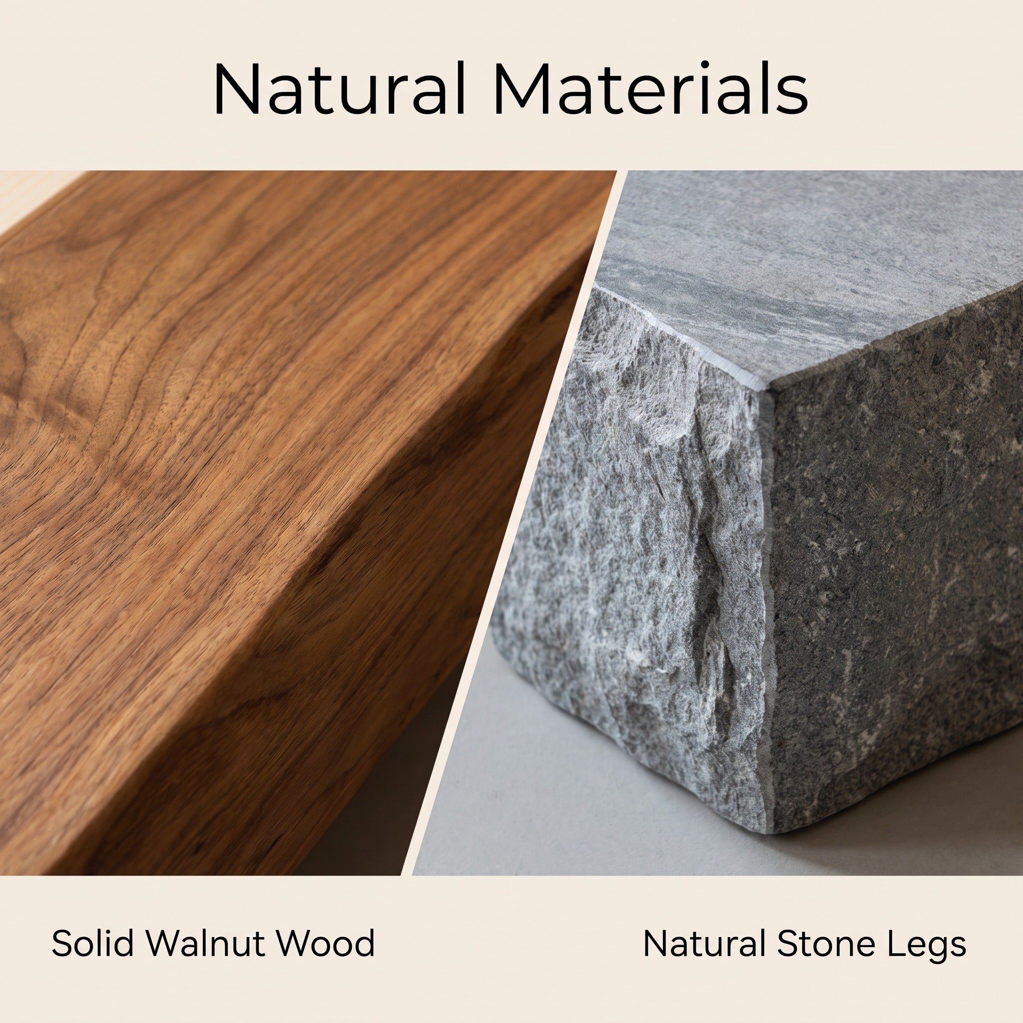 Live Edge Solid Wood Bed Natural Stone Support Bed Frame