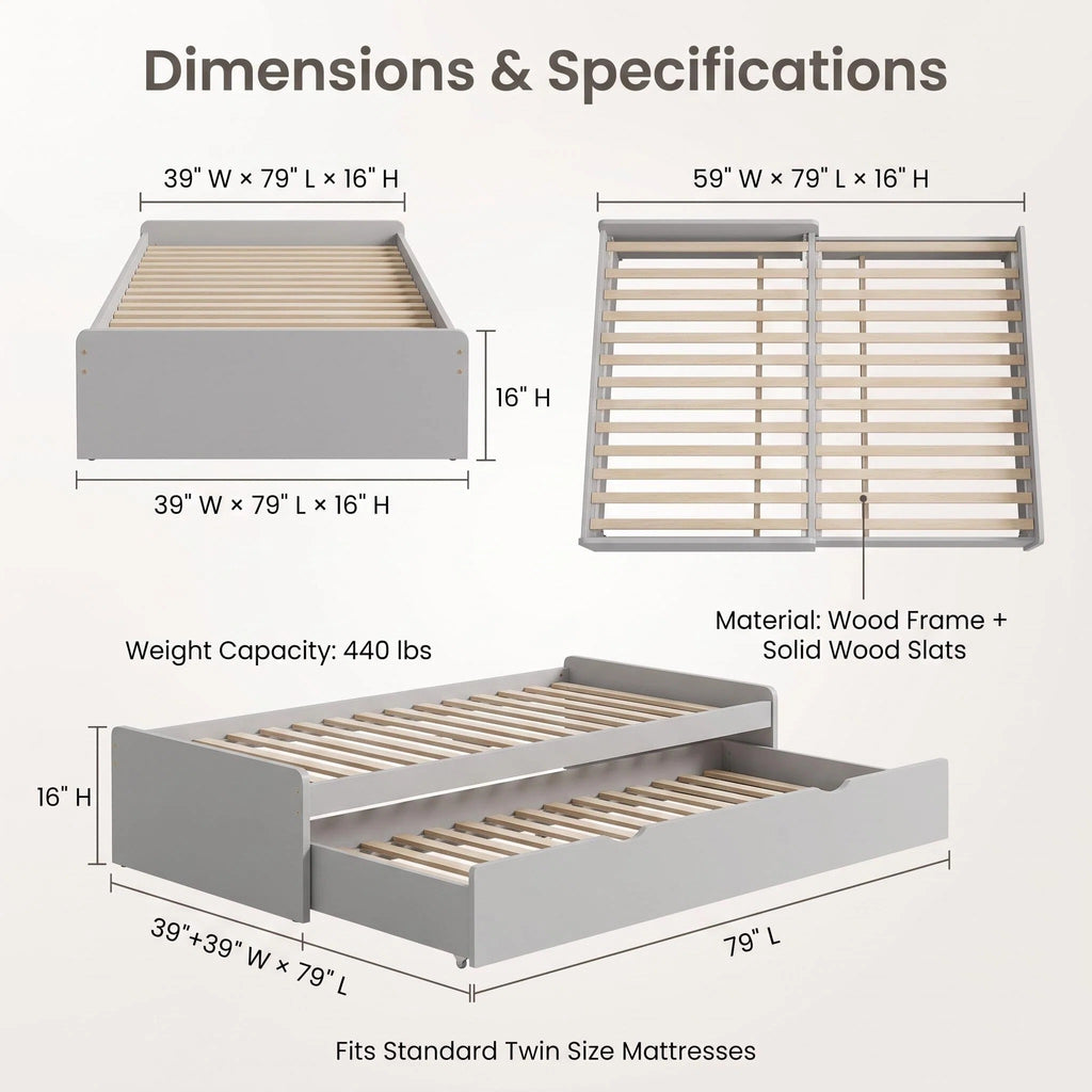 3‑in‑1 Expandable Convertible Bed Frame