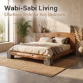 Live Edge Solid Wood Bed Natural Stone Support Bed Frame