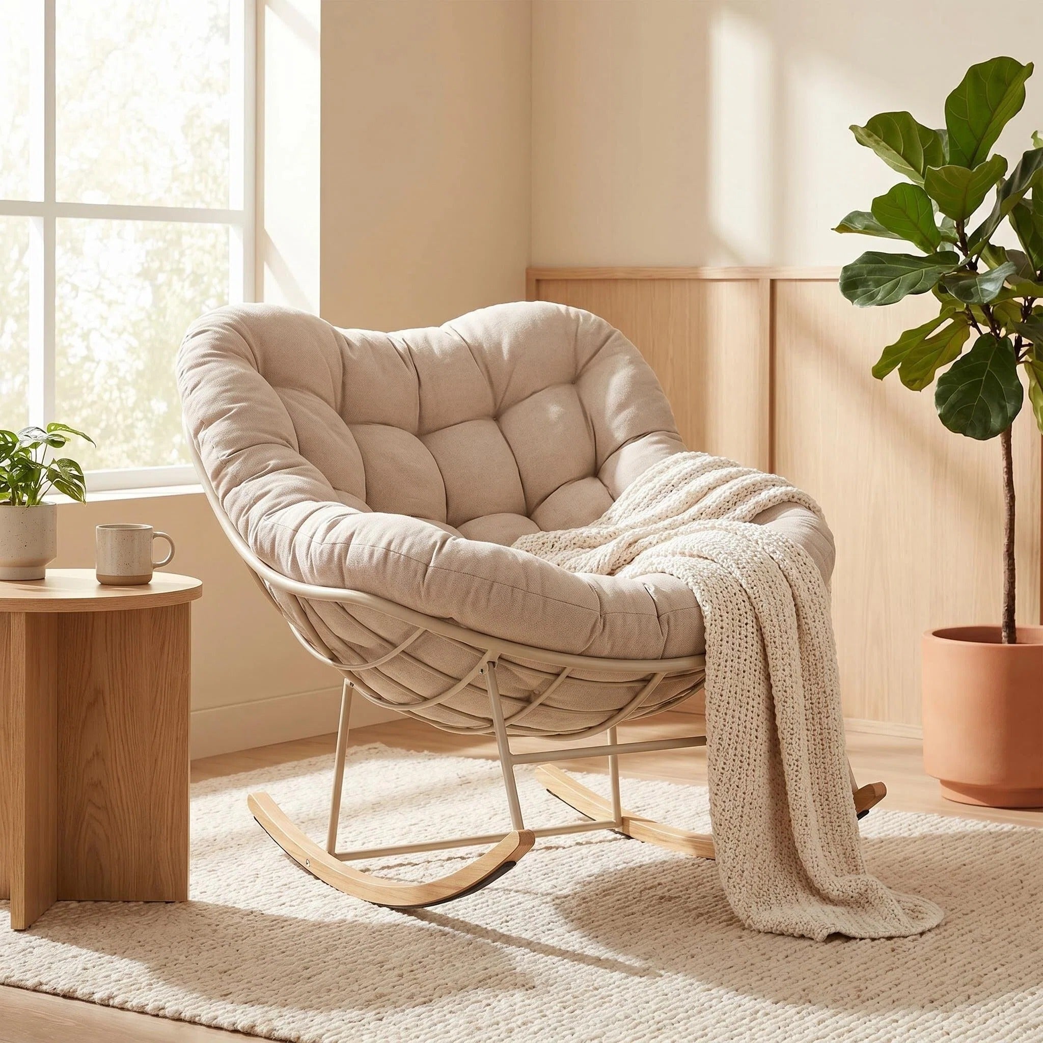 Cozy Woven-Cushion Rocking Accent Chair