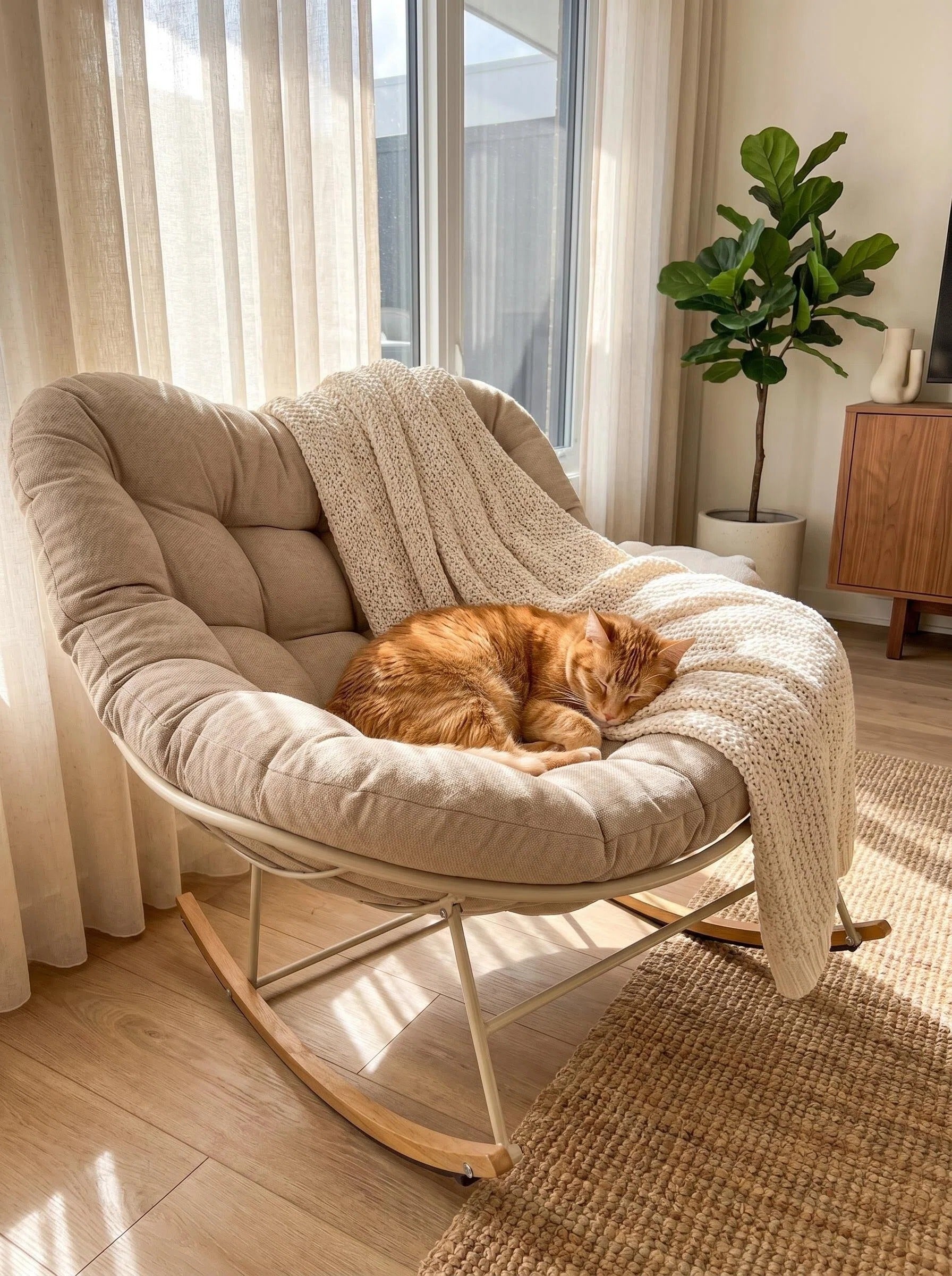 Cozy Woven-Cushion Rocking Accent Chair