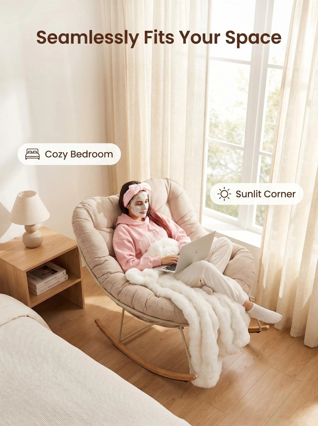 Cozy Woven-Cushion Rocking Accent Chair