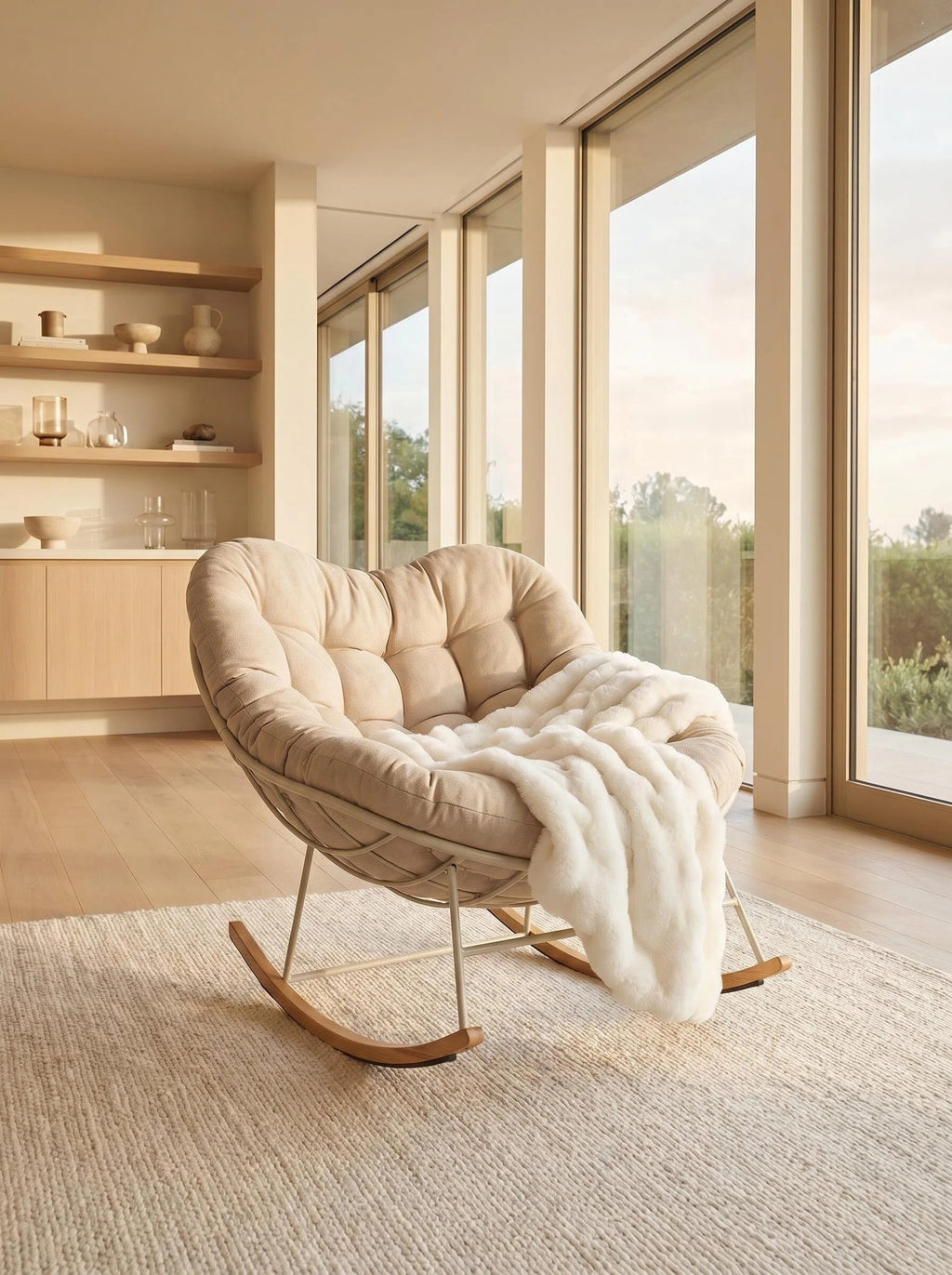 Cozy Woven-Cushion Rocking Accent Chair