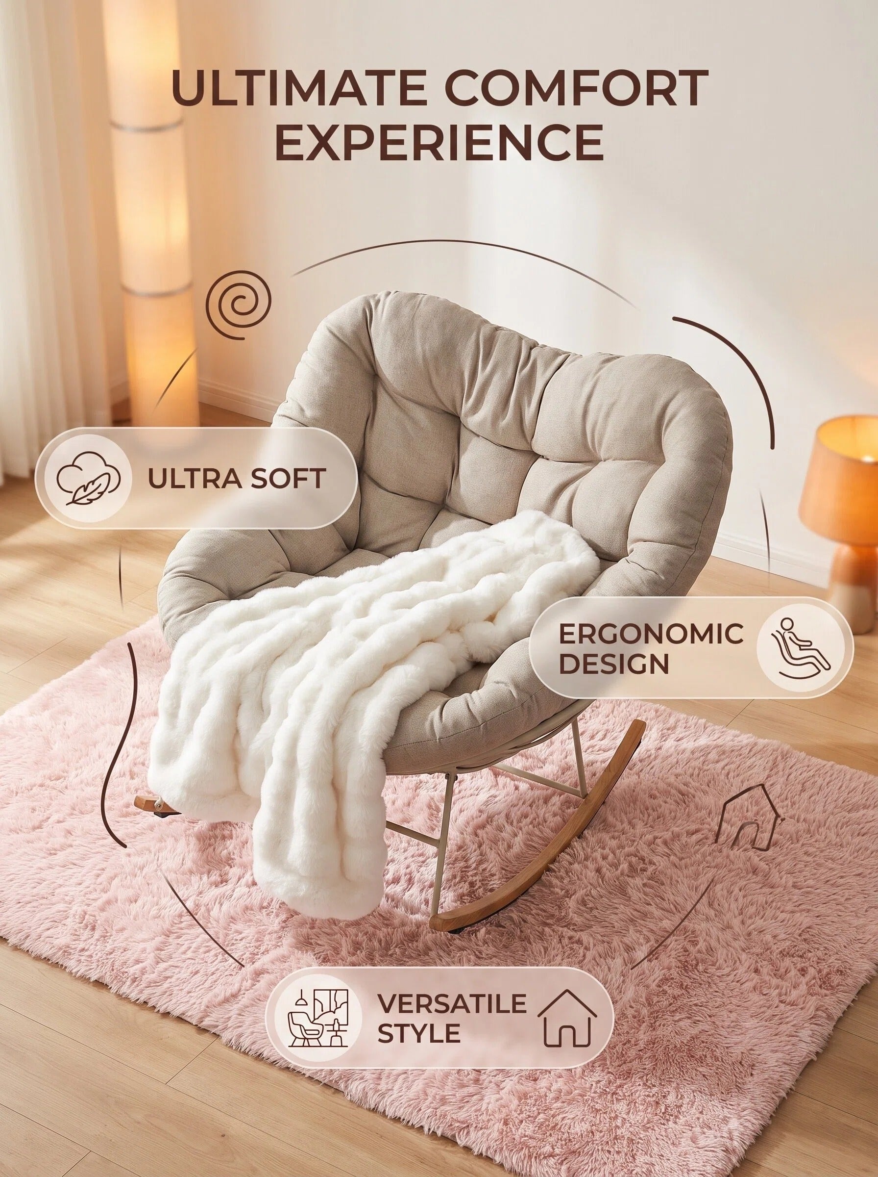 Cozy Woven-Cushion Rocking Accent Chair